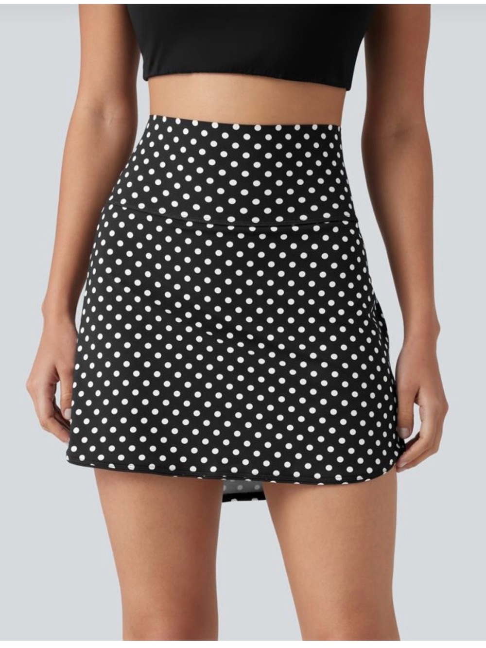 HALARA Black and White Polka Dot Mini Skirt